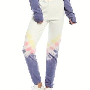 Wildfox White & Navy  Blue Tie Dyed Jogger Sweatpants‎ NWT